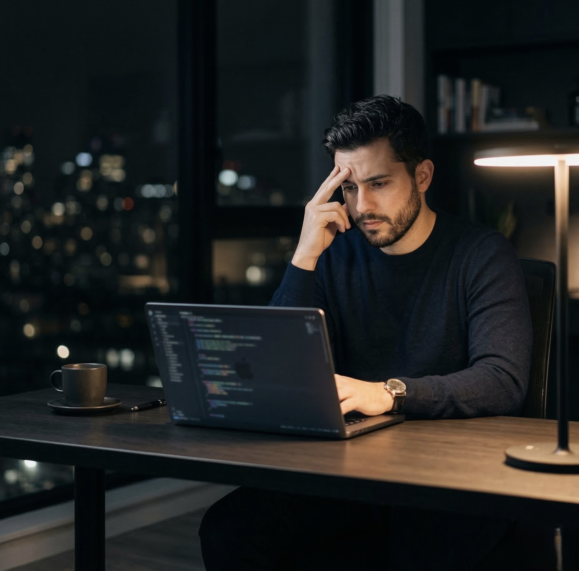 Emprendedor trabajando solo